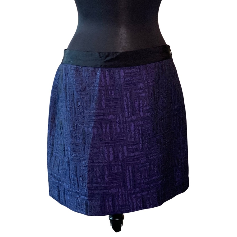 BANANA REPUBLIC Skirt Textured Navy 12 Short